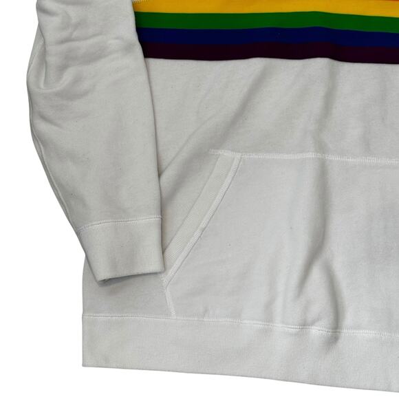Abercrombie & Fitch Rainbow Hoodie Mens Size LARGE White Pride Sweatshirt Lounge - Picture 4 of 7